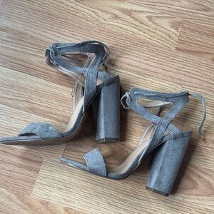 Charlotte Russe Gray Suede Block Heels Size 6